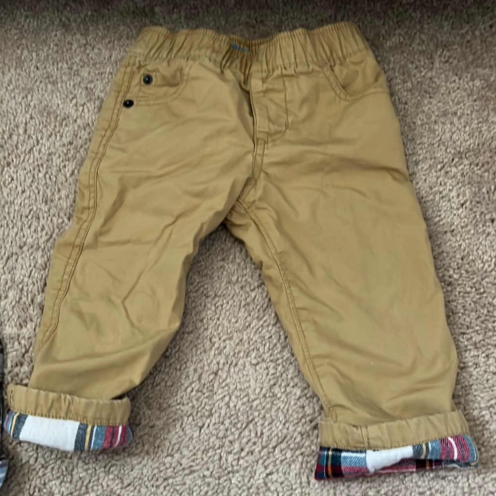 Cute baby slacks inside warm cotton plaid